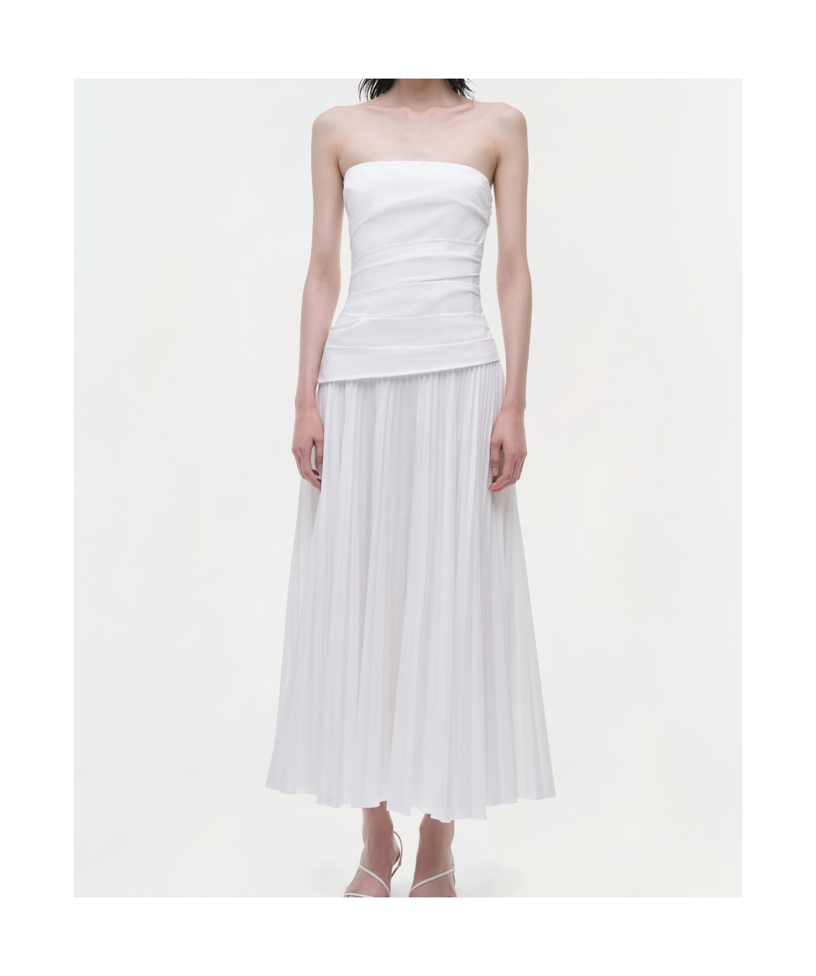 Simkhai Arie Strapless Bustier Midi Dress In White