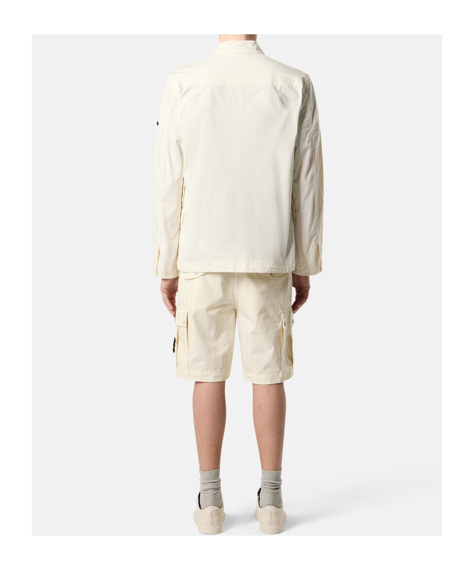 Stone Island Comfort Fit Cargo Bermuda Shorts With Elasticated Waistband In Ivory