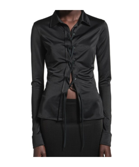 Balenciaga Women's Lace-up Shirt In Black In Black