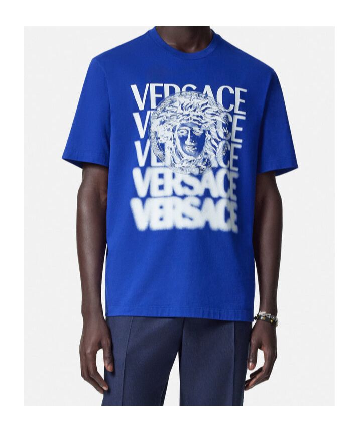 VERSACE VERSACE LOGO-PRINTED CREWNECK T-SHIRT