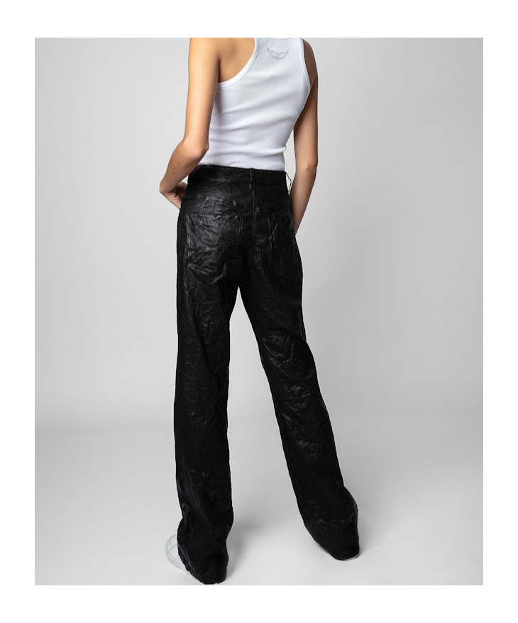 Zadig & Voltaire Evy Pleated Leather Pants In Black