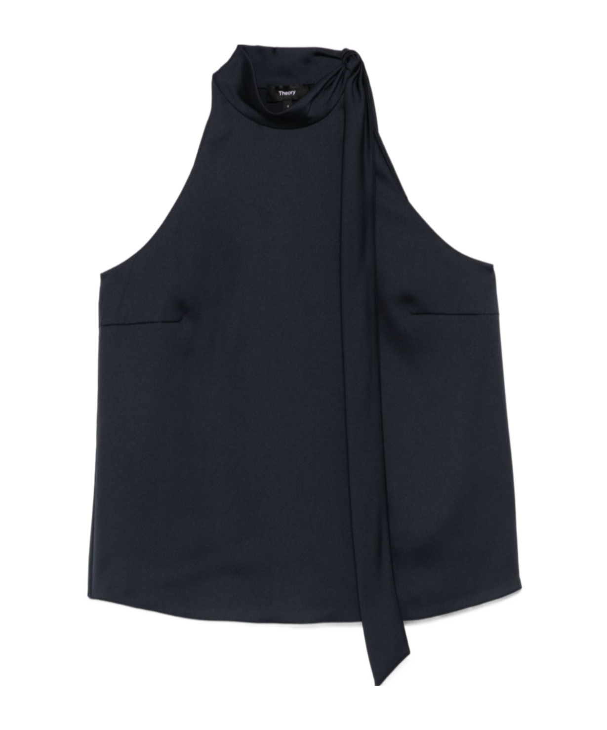 Theory Textured-satin Halter Top In Black