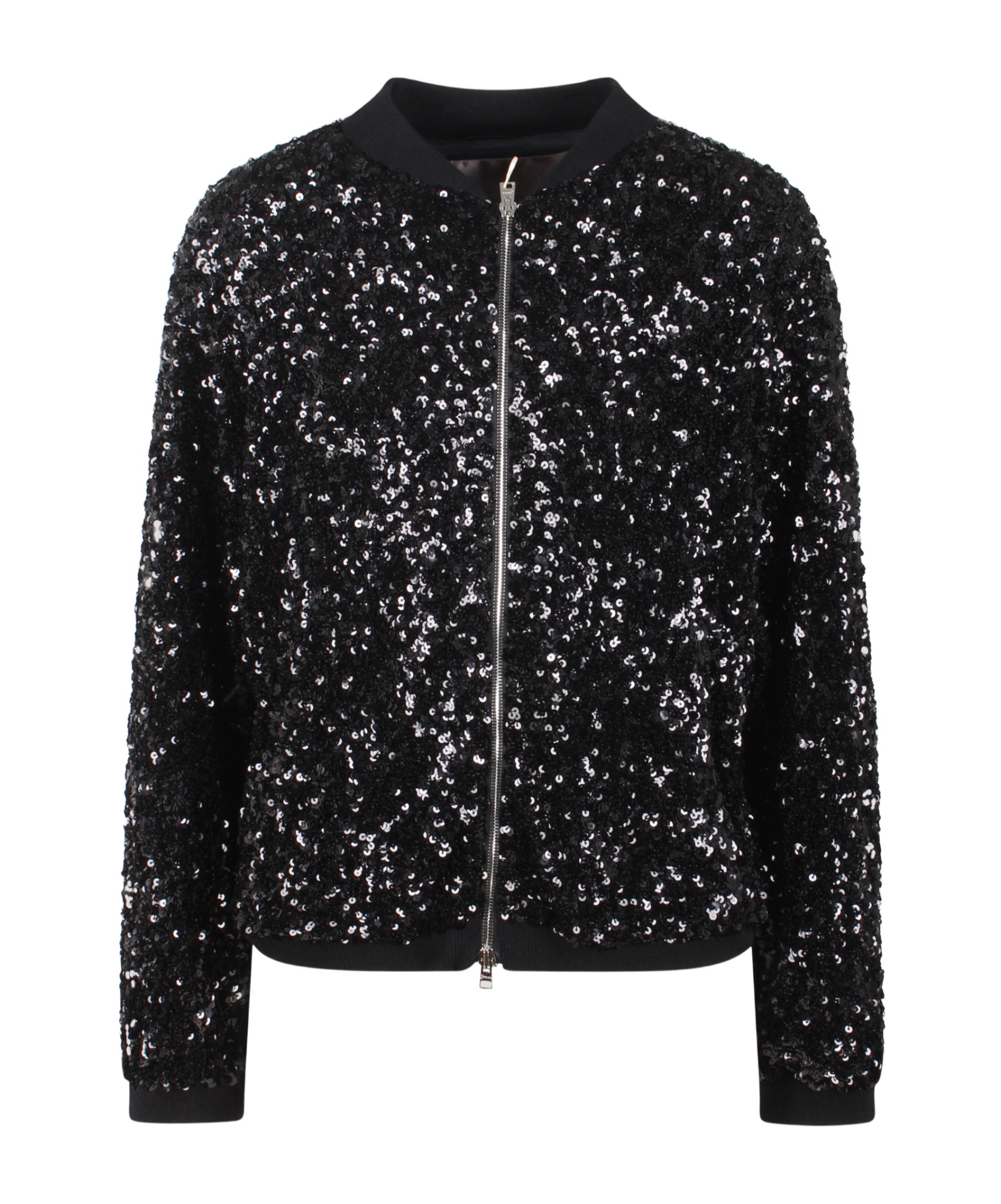 Herno Sequin-embellished Bomber Jacket In Black