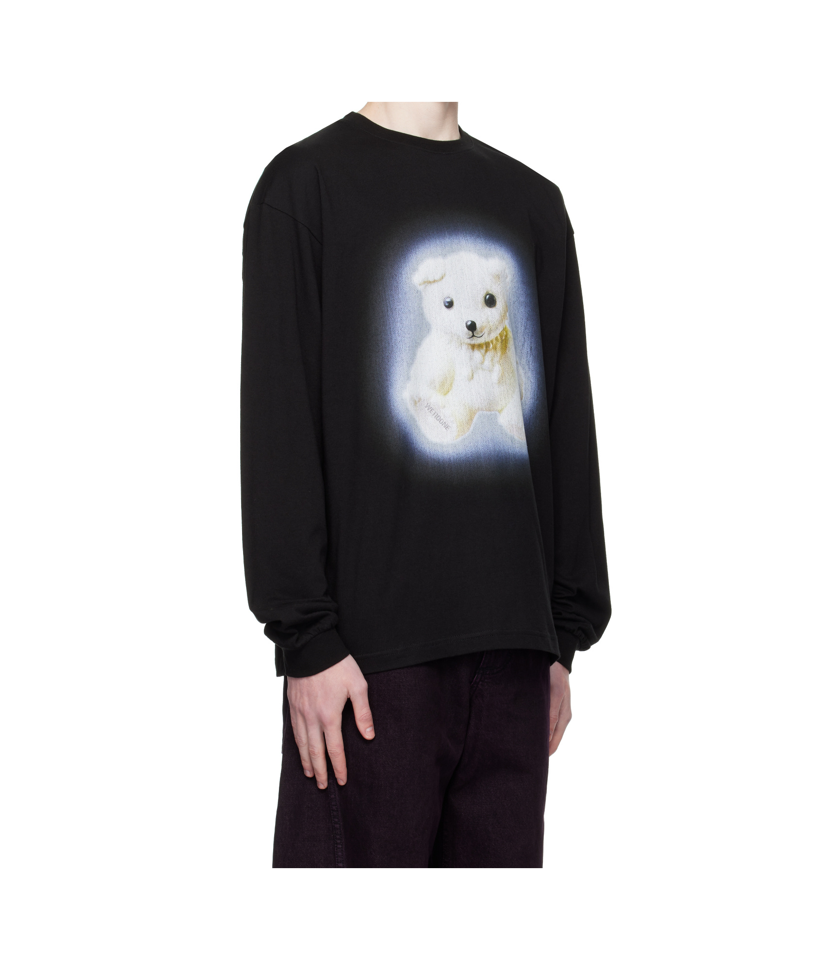 We11 Done Glow Teddy Long-sleeved T-shirt In Black