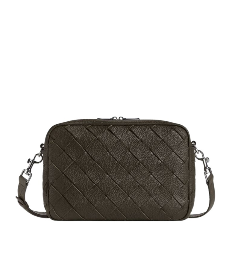 Bottega Veneta Medium Woven Crossbody Bag In Black