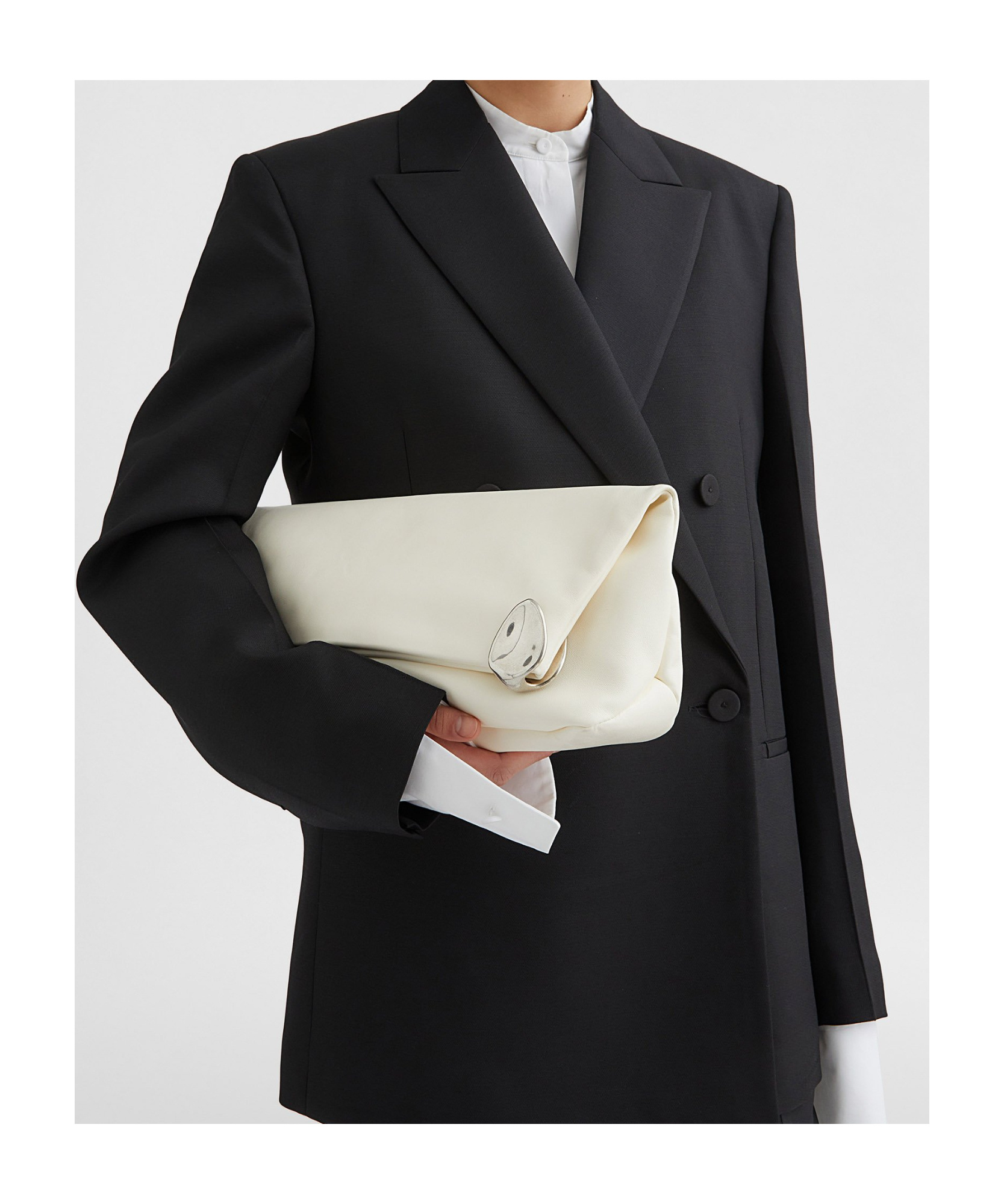 Jil Sander Gemstone-embellished Zipped Clutch Bag In White