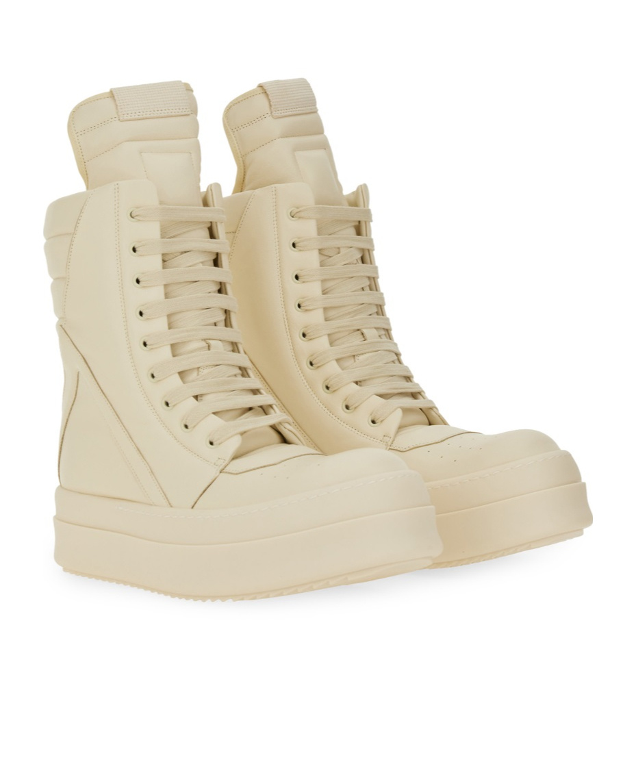 Rick Owens Round Toe High Top Casual Shoes In Brown