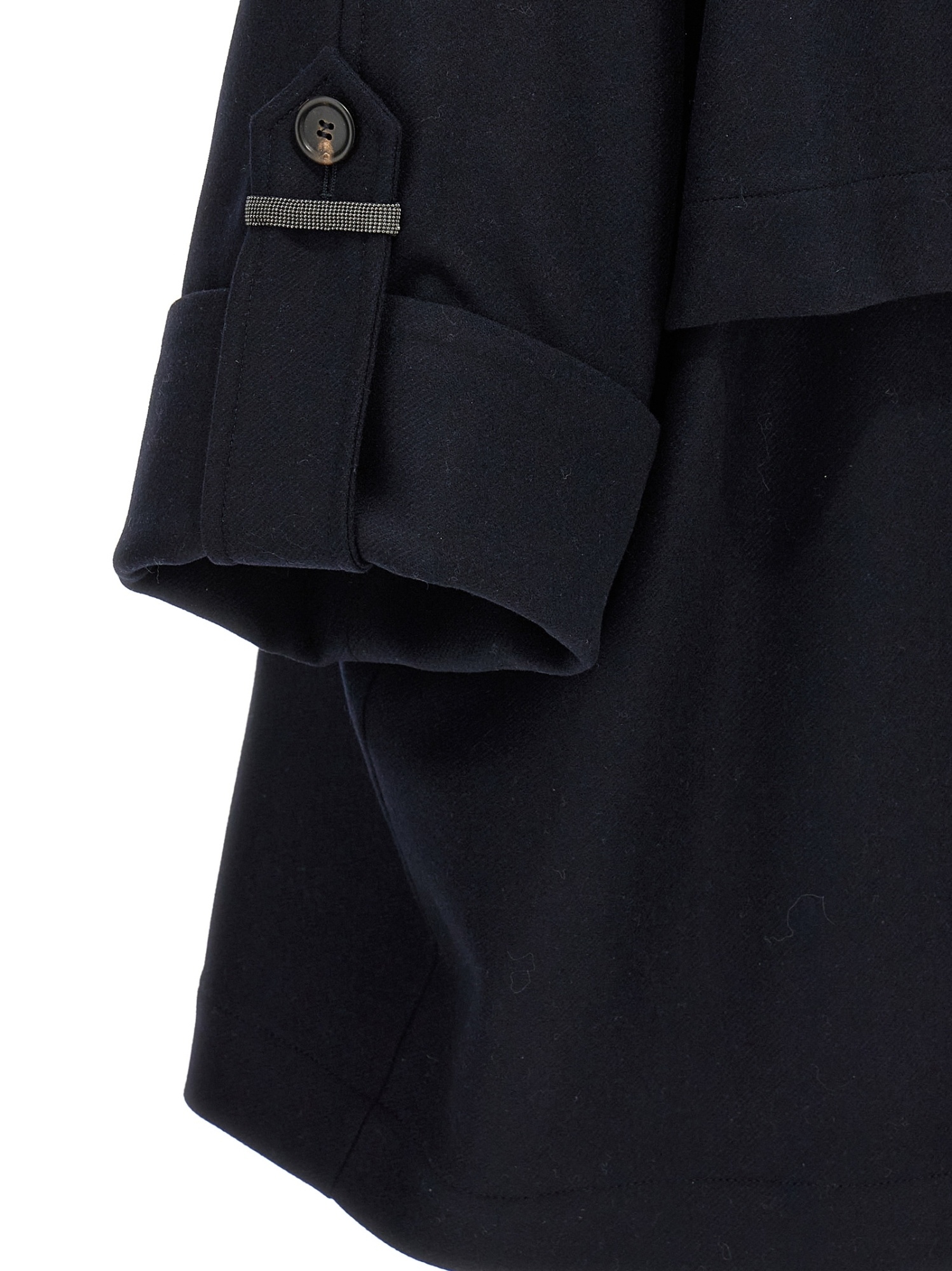 Brunello Cucinelli Shiny Cuff Details Coats And Trench Coats Blue