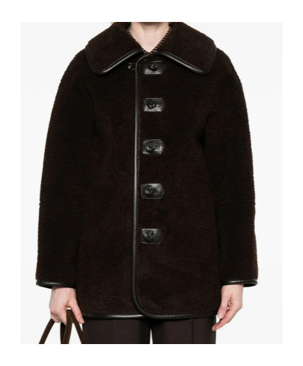 Low Classic Reversible Button-detailed Teddy Jacket In Brown
