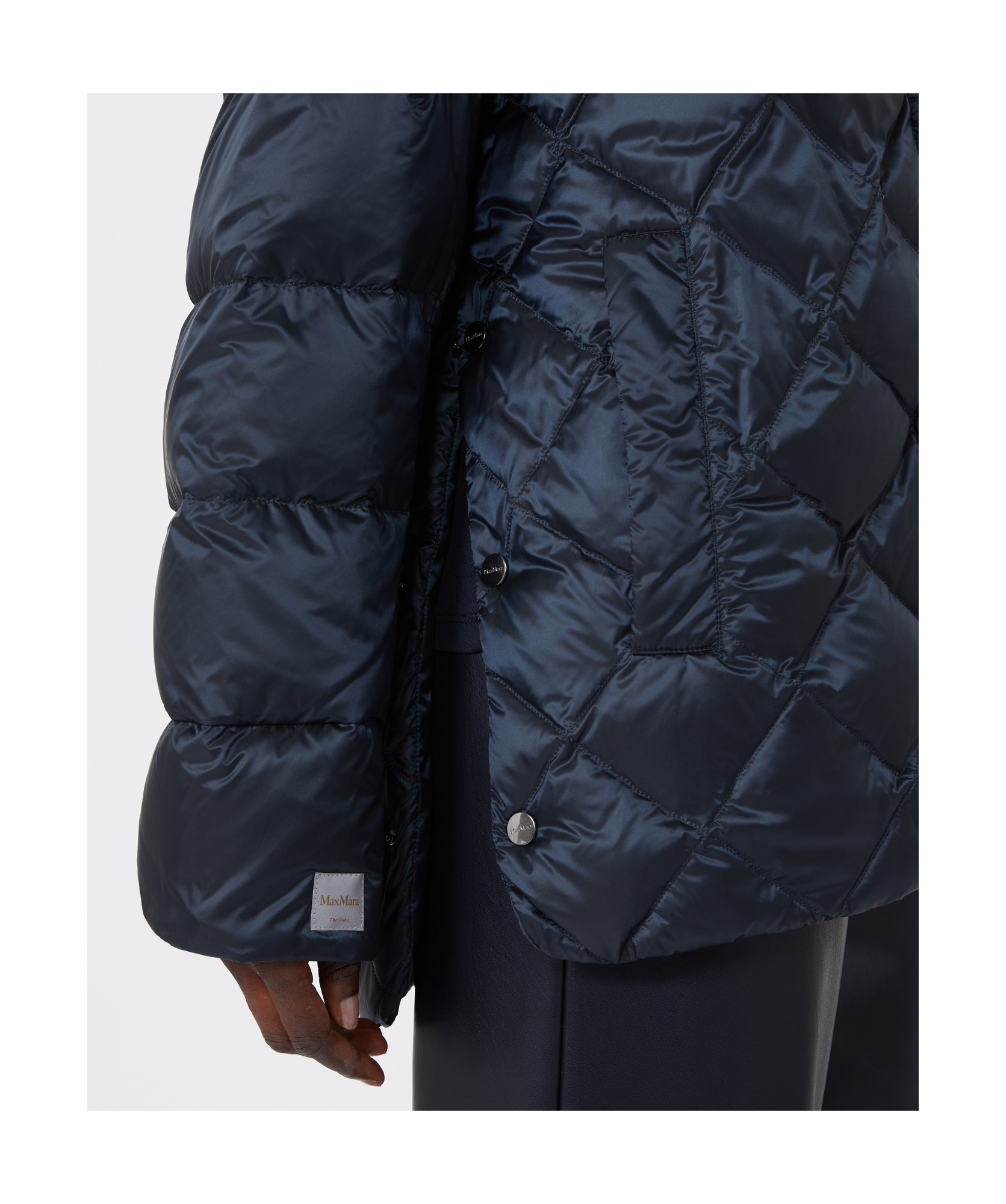 Max Mara Padded Jacket In Water-repellent Iridescent Fabric In Blue