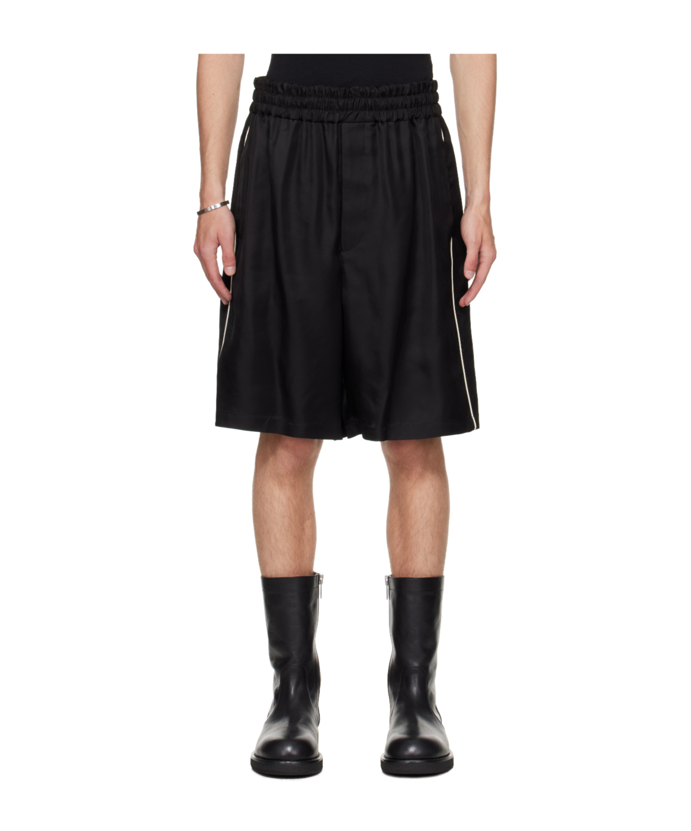 Jil Sander Fluid Viscose Shorts In Black
