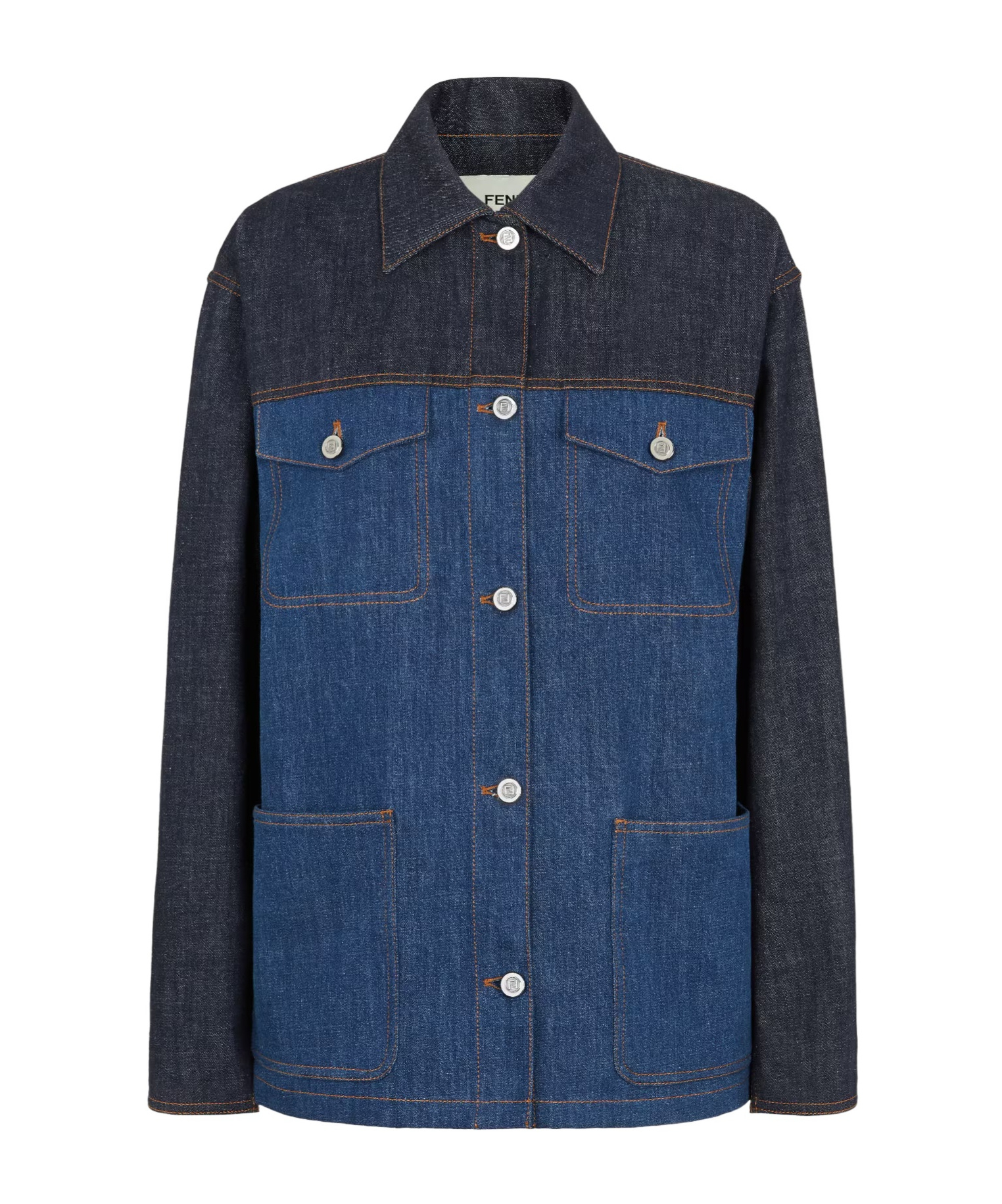 Shop Fendi Two-tone Denim Jacket In Blue