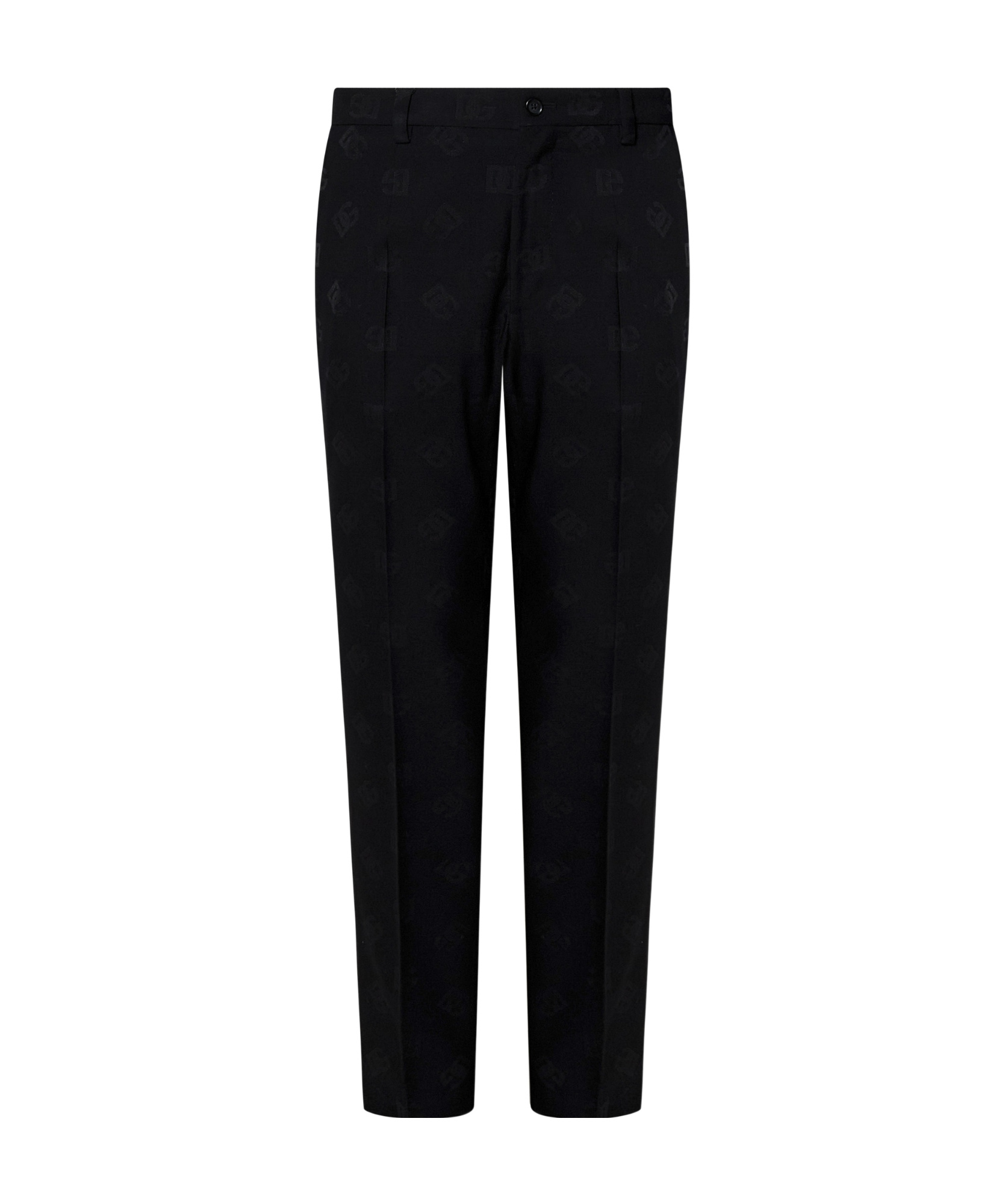 Dolce & Gabbana Monogram-pattern Tailored Trousers In Black