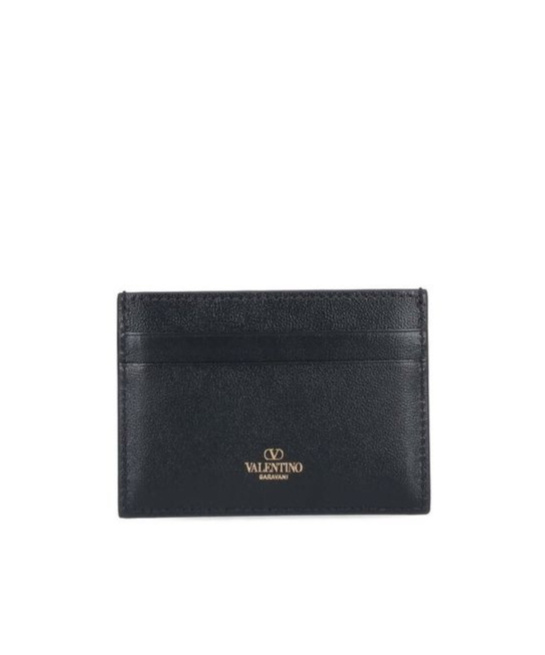 Valentino Vlogo Signature Leather Cardholder In Black