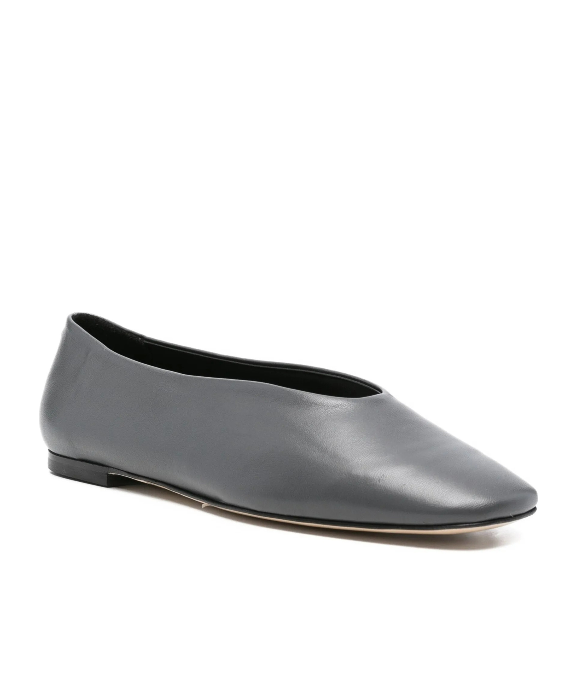 Aeyde Pointed-toe Leather Flats In Gray