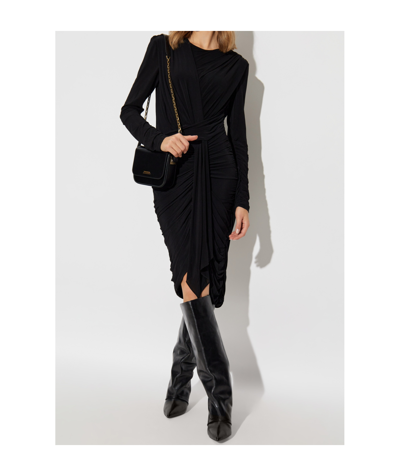 Isabel Marant Georgia Ruched Draped Stretch-jersey Mini Dress In Black