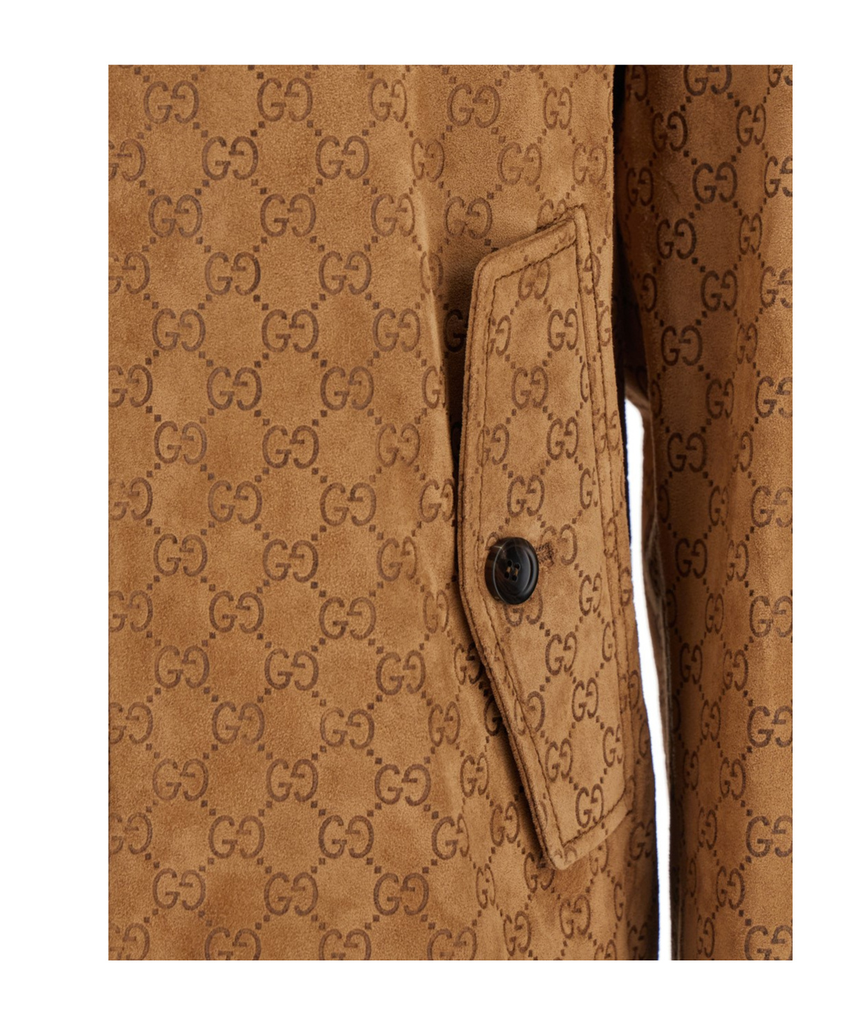 Gucci Brown Jacket With All-over Embossed Gg Motif And Collar With Buttons In Suede Man In Brown