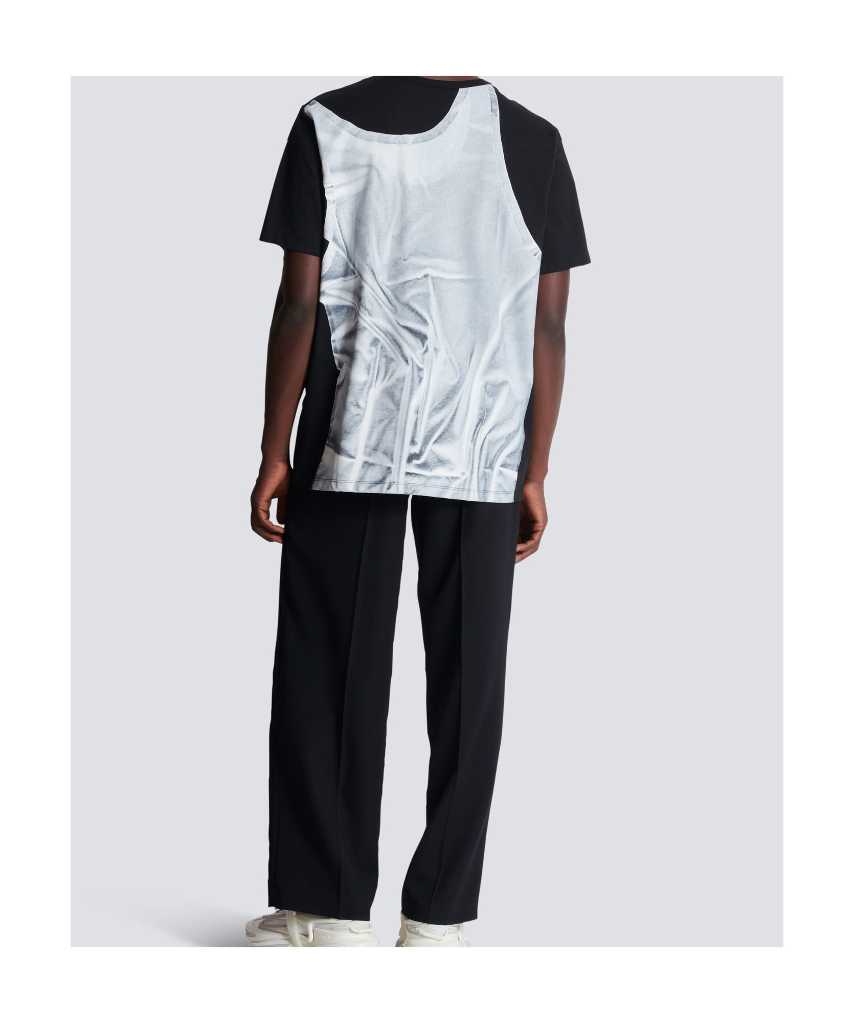 Shop Balmain T-shirt With Tank Top Print In Black