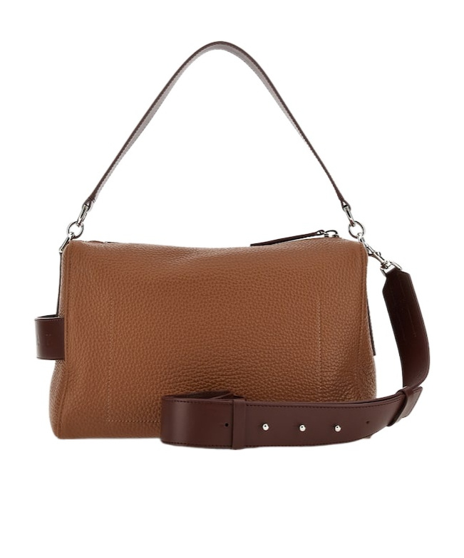 Hogan Script Bauletto Leather Shoulder Bag In Brown