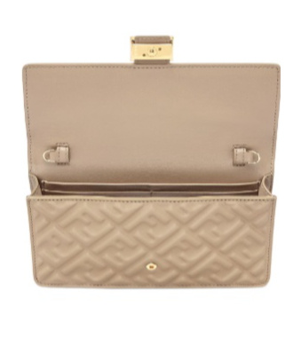Fendi Dove Gray Nappa Leather Wallet With Ff Motif In Nude