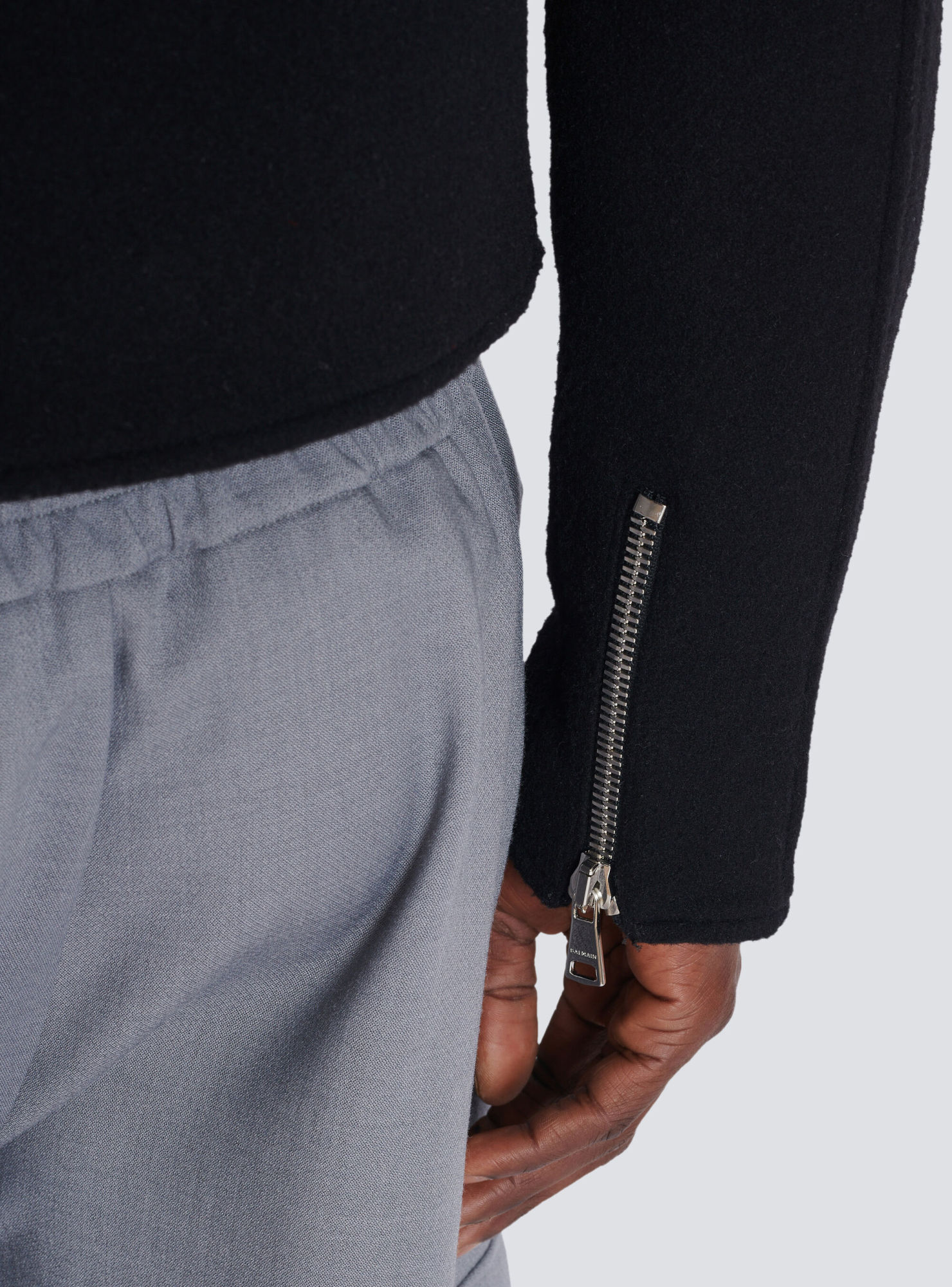 Balmain Wool Felt Biker Jacket In In Black