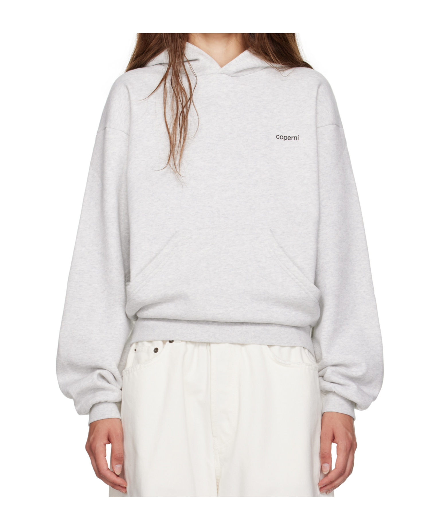 Coperni Sculpted Horn Detail Relaxed Hoodie In White