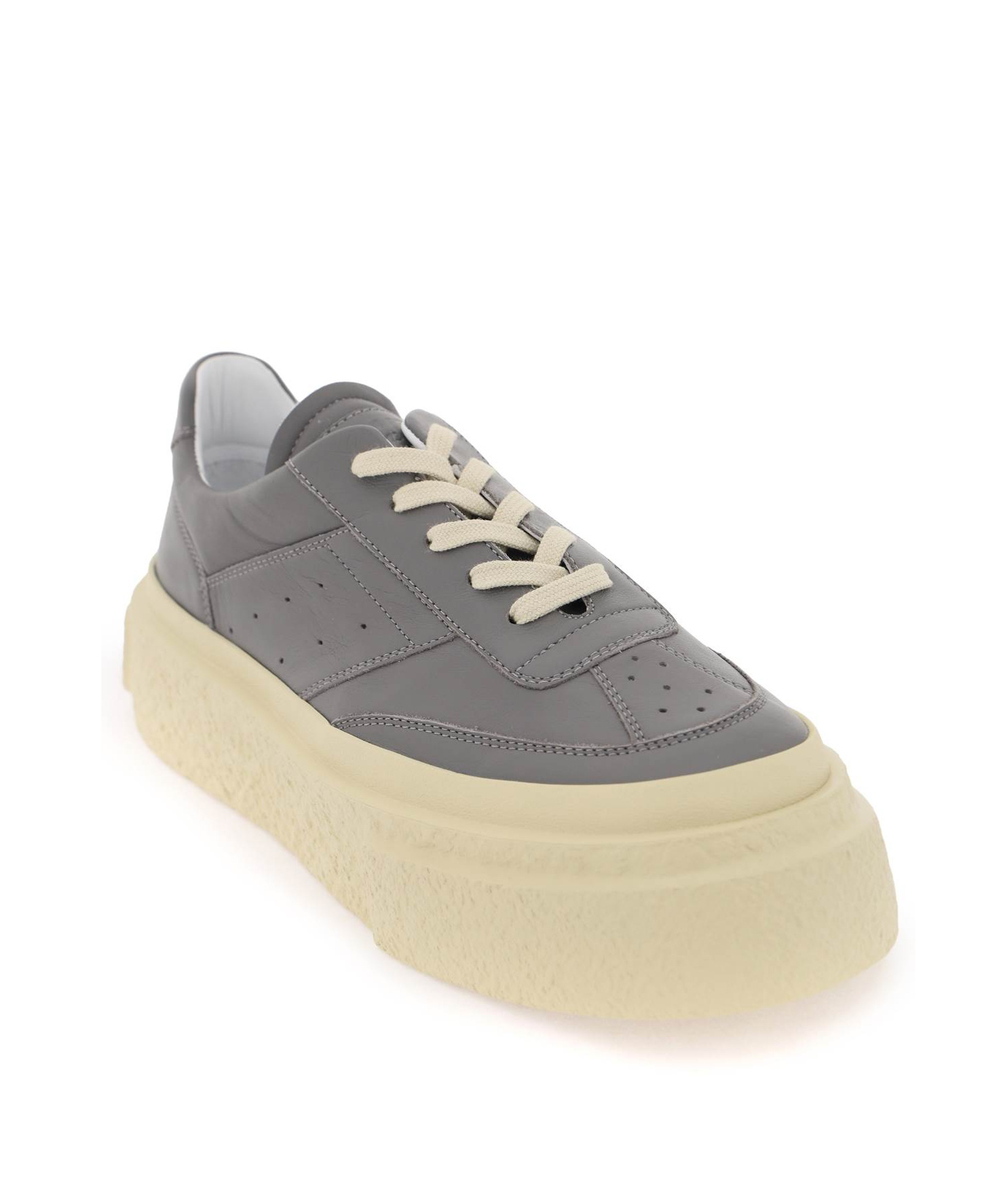 Shop Mm6 Maison Margiela Gambetta Leather Sneakers In Gray