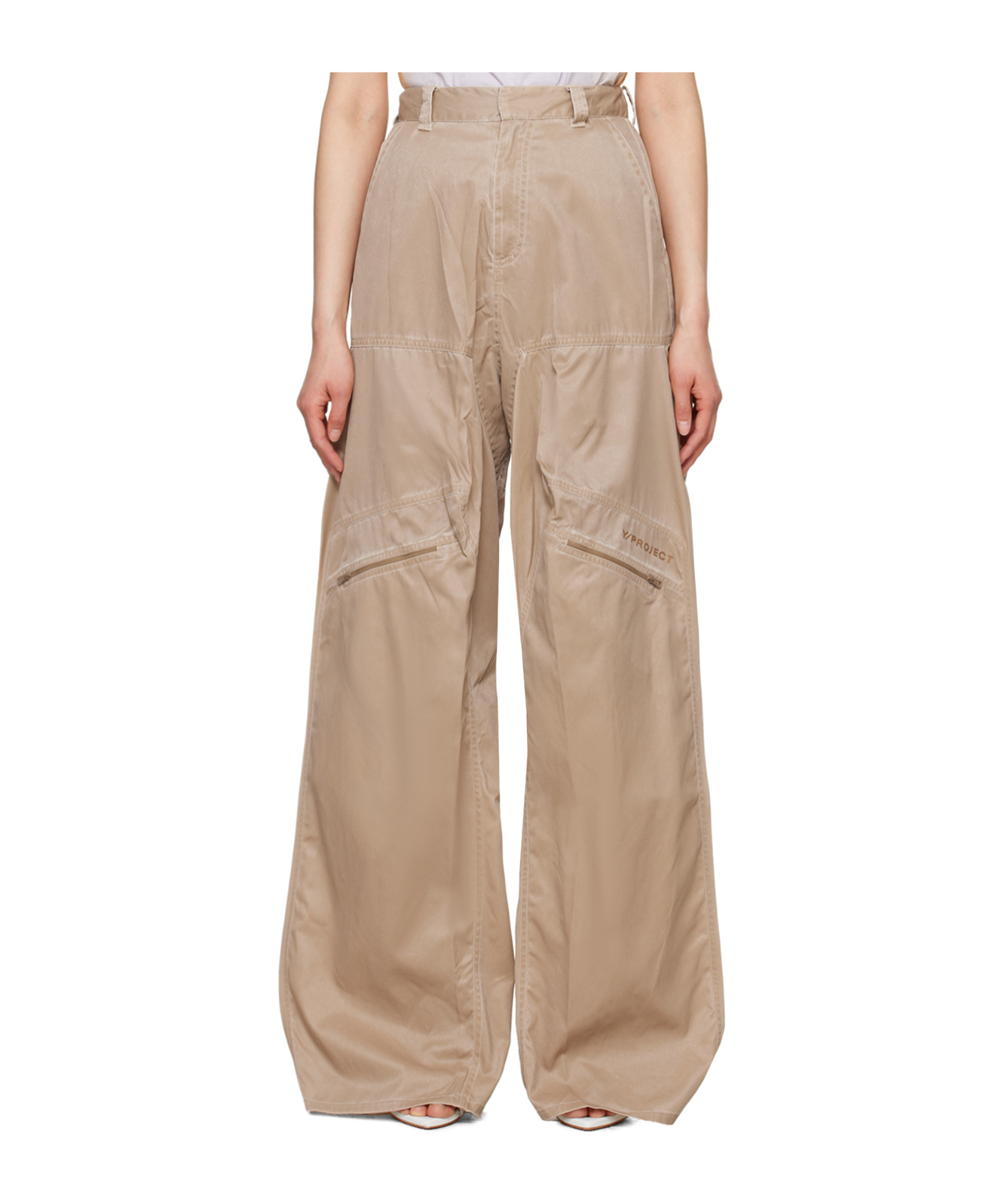 Y/project Wide-leg Spliced Casual Pants In Brown
