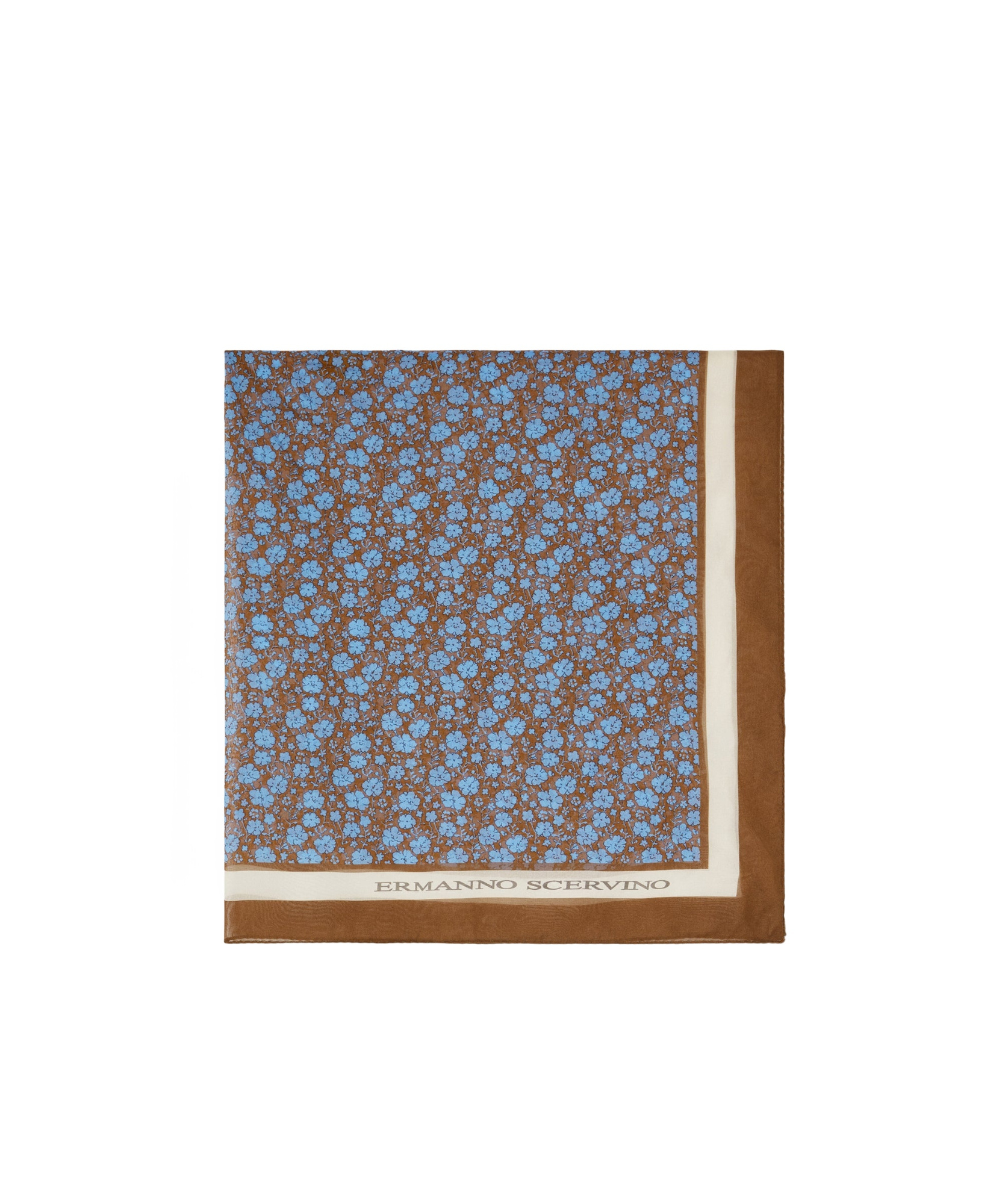 Ermanno Scervino Flower Printed Silk Scarf In Brown
