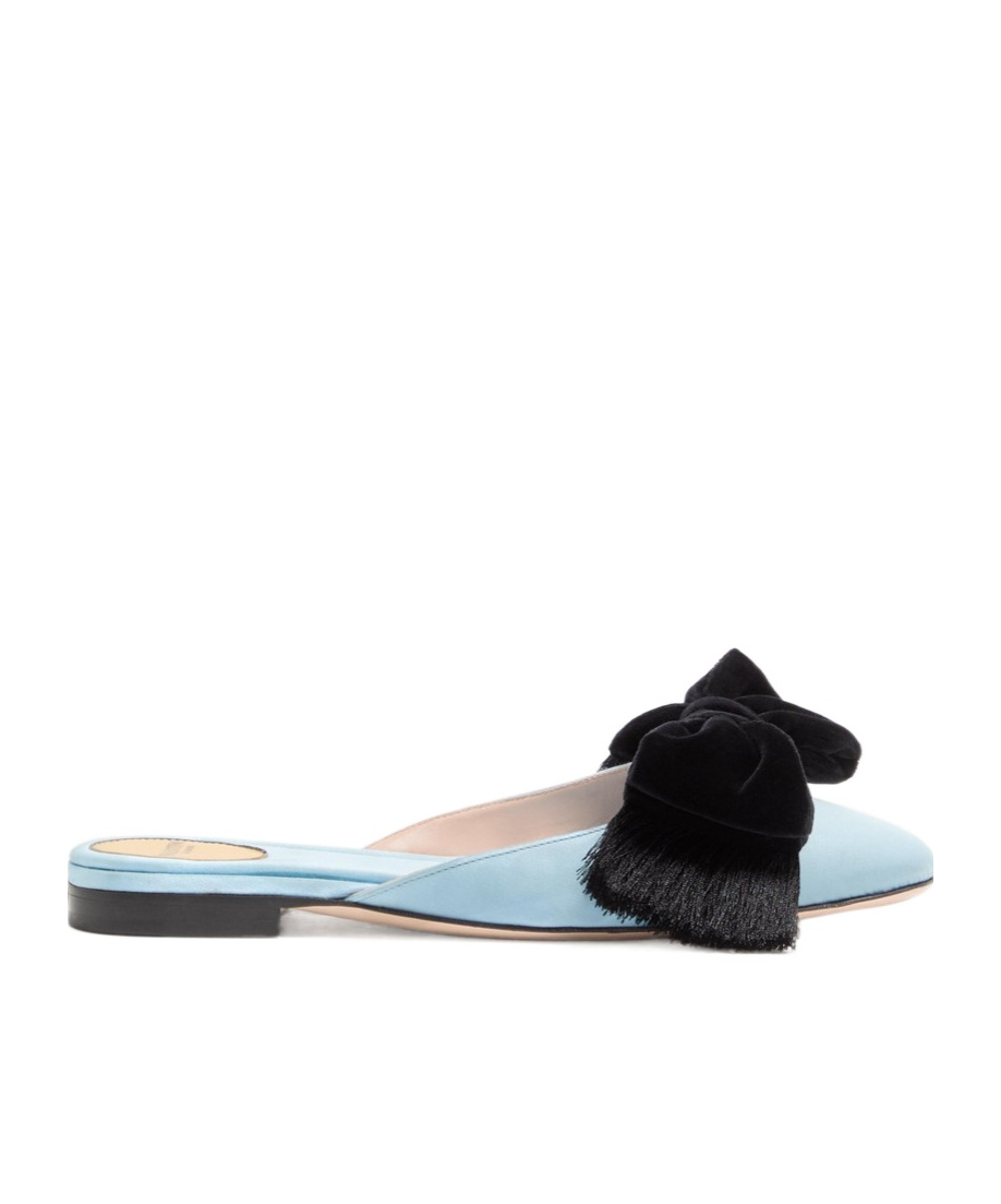 Valentino Reinette Satin Mule In Blue