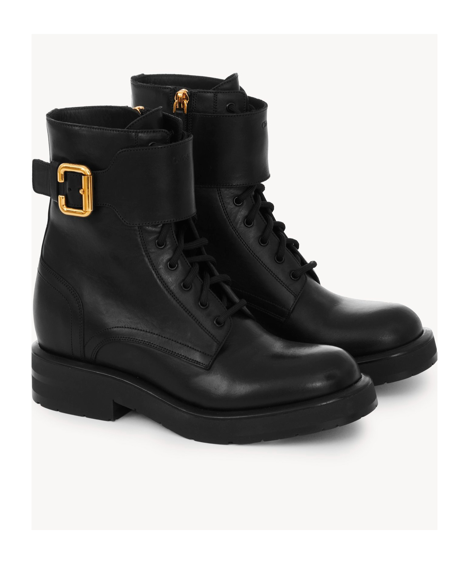 Shop Chloé Buckle Detailed Lace-up Boots In Black