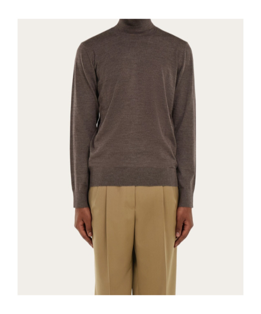 Ferragamo High Neck Pullover In Brown