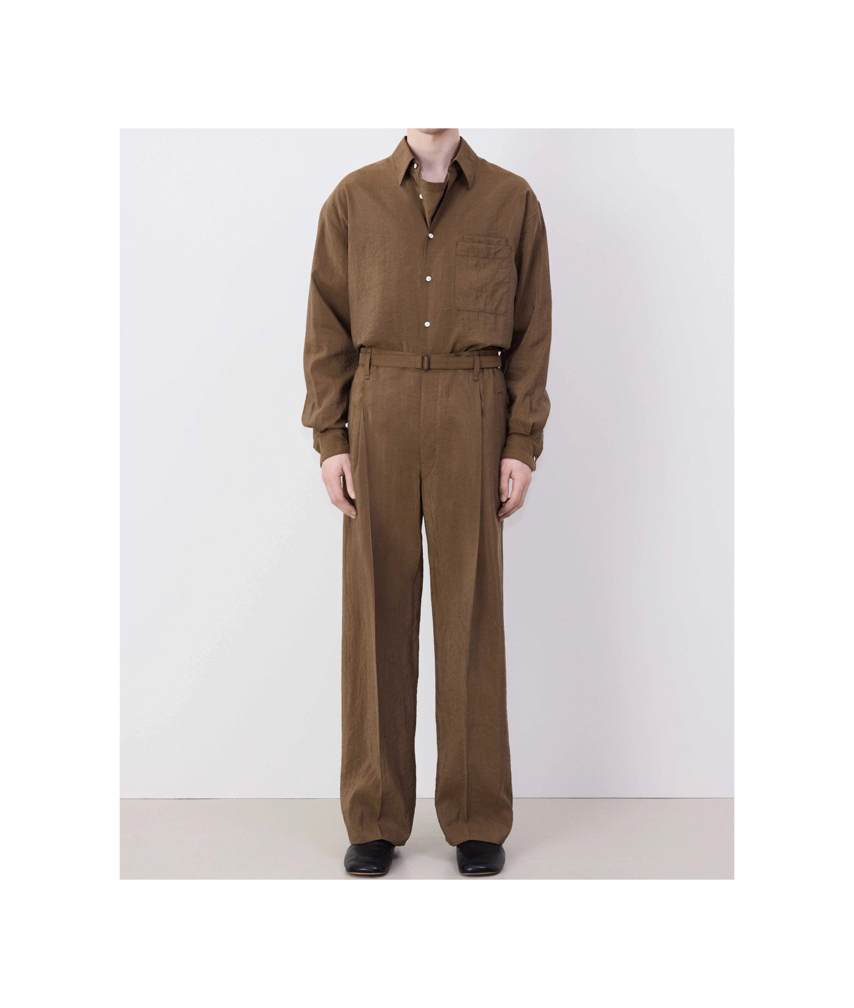 LEMAIRE BELTED STRAIGHT-LEG TAILORED TROUSERS