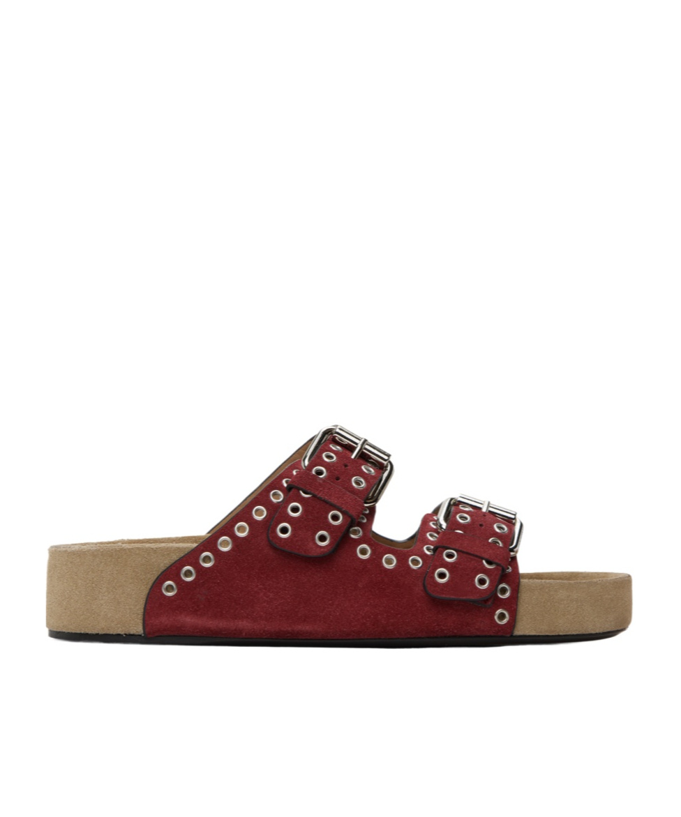 Isabel Marant Red Lennyo Buckle Sandals In Brown
