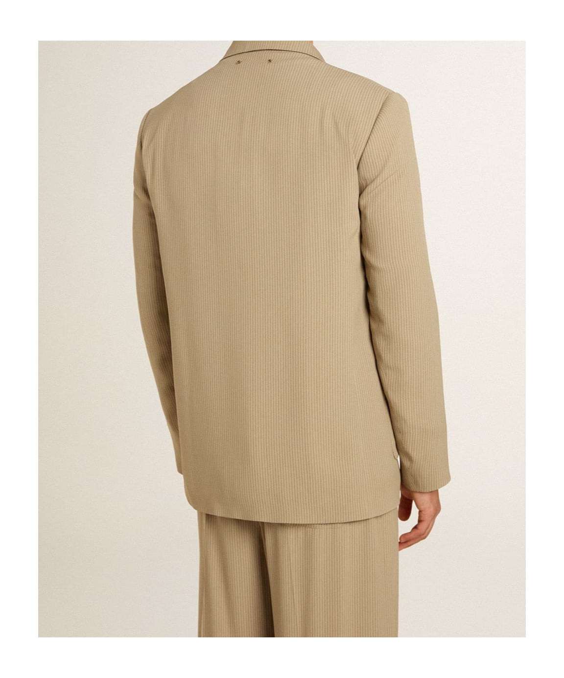 Golden Goose Journey Ms Decontructed Jacket Lowell Pinstripe Blend Viscose Fabric In Nude