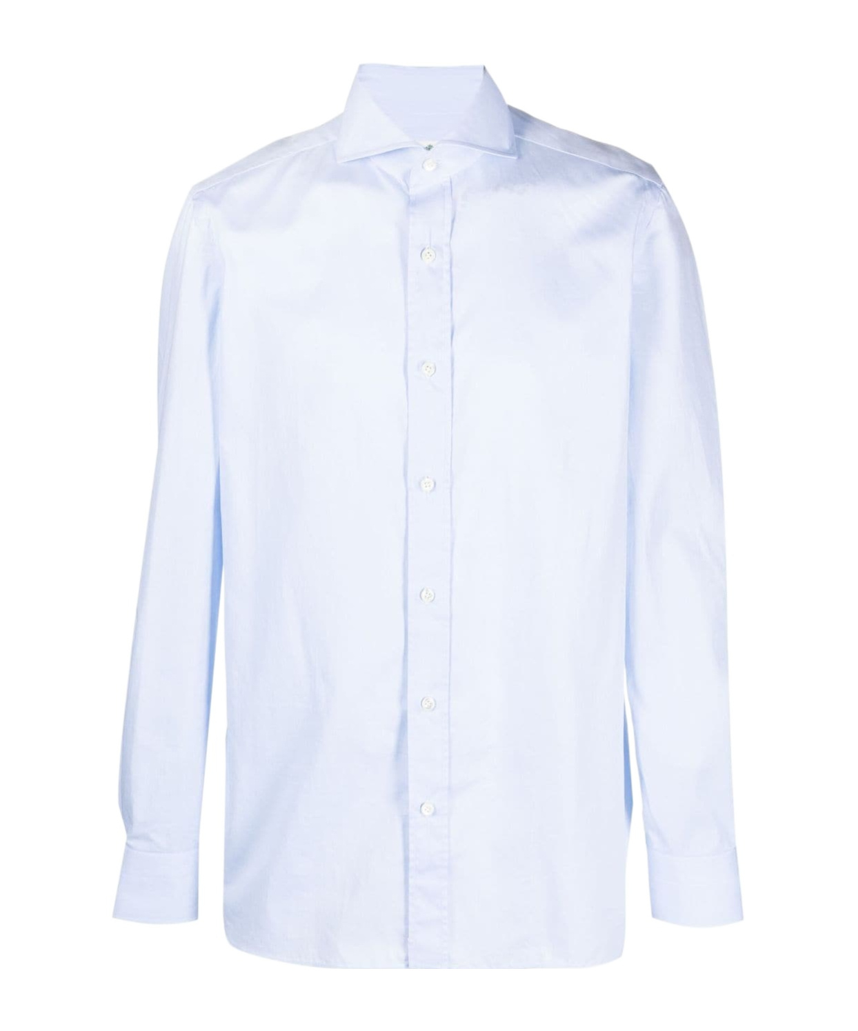 Borrelli Tailored White Cotton Shirt With Classic Collar And Structured Cuffs In White