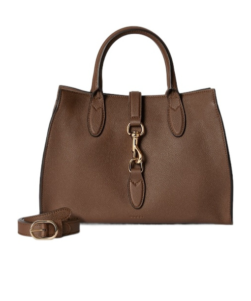 Gucci Medium Tote Bag With Hook Buckle Opening And Closing In Brown