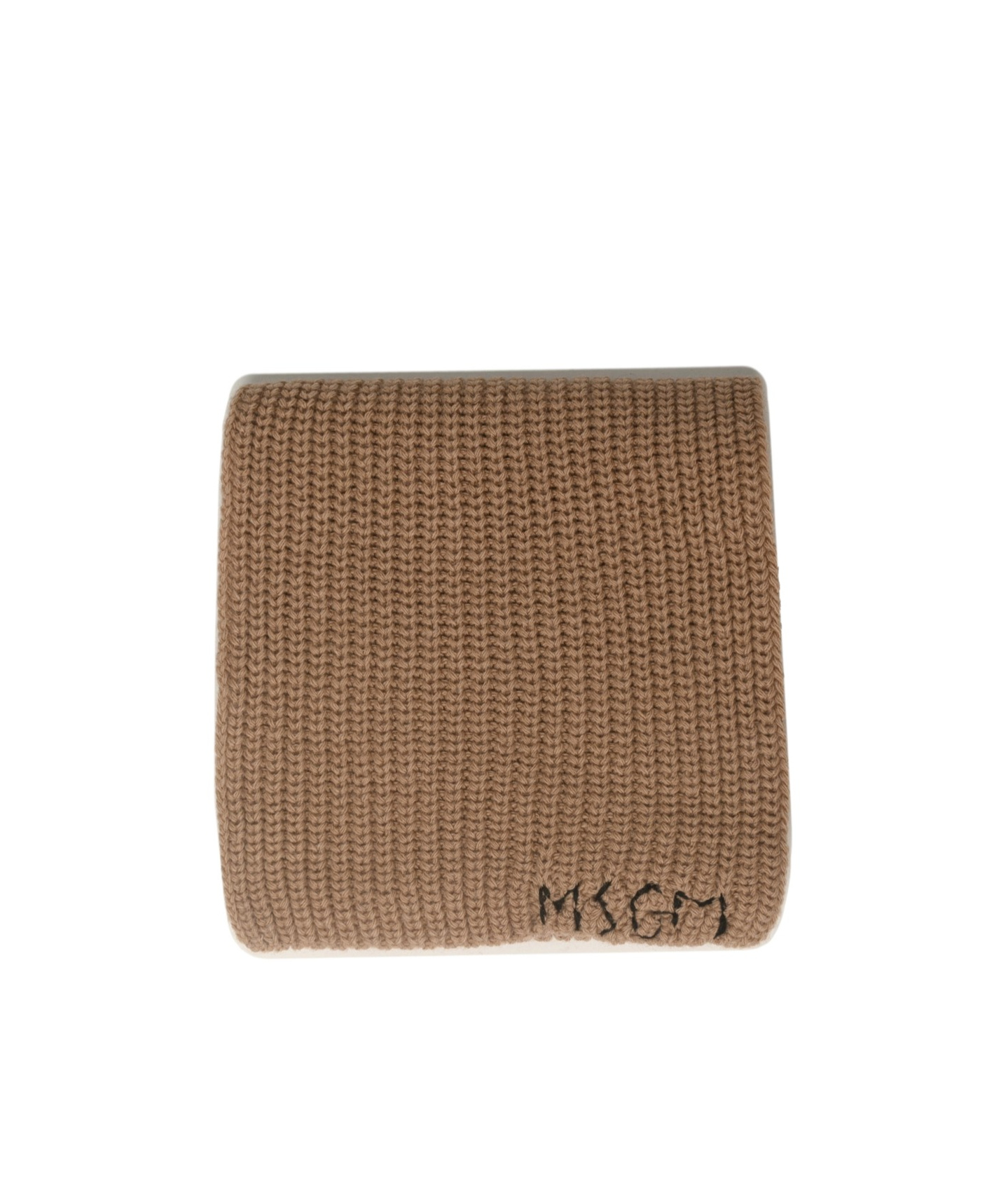 Msgm Logo Knitted Scarf In Brown