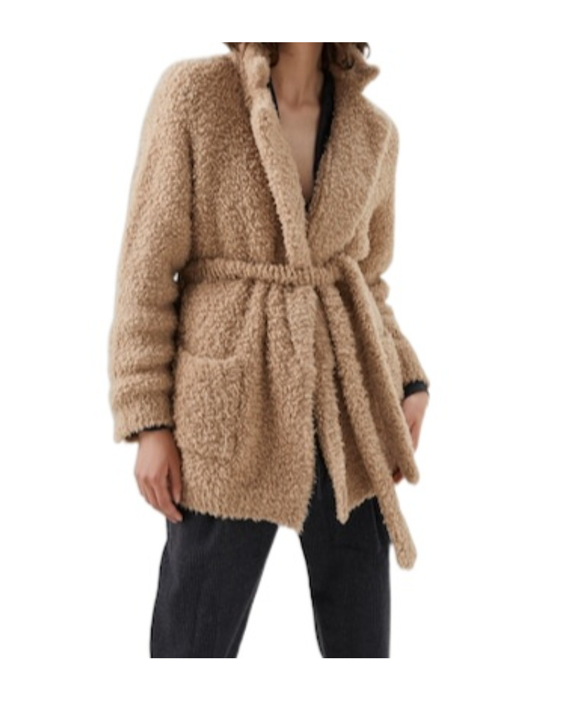 Brunello Cucinelli Waist-tied Cashmere Cardigan In Sand