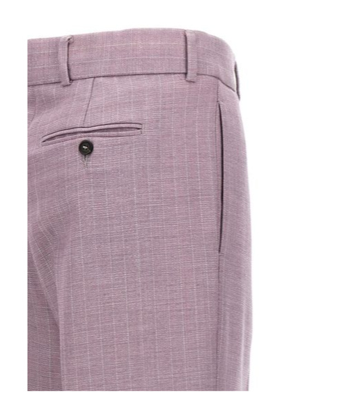 Msgm Lurex Pinstriped Wide Leg Trousers With Pleated Front In Purple