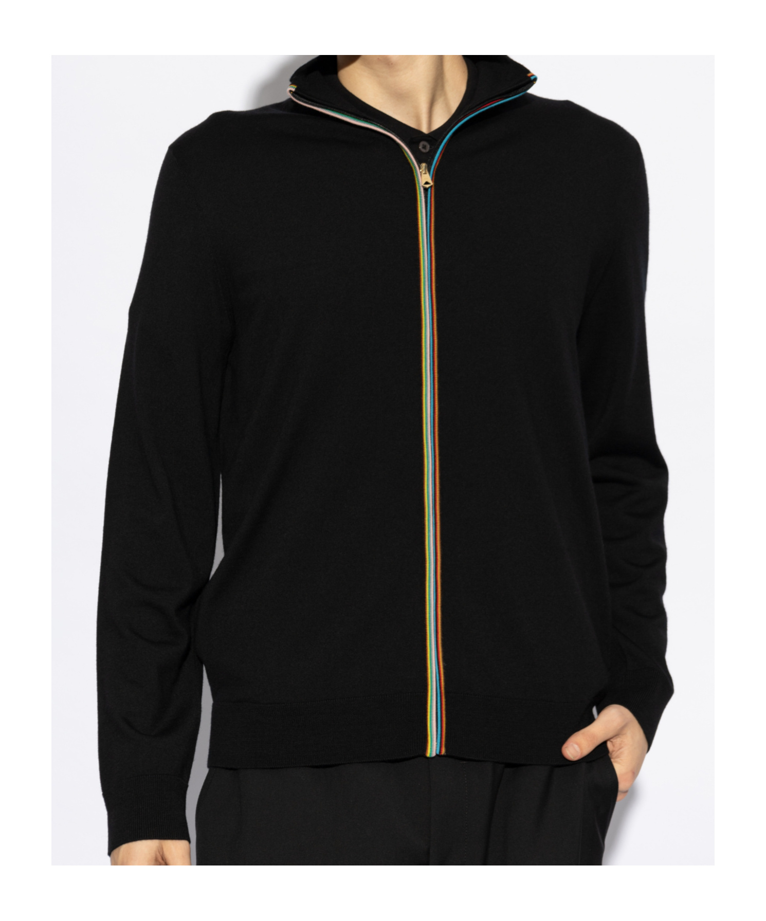 PAUL SMITH ARTIST-STRIPE DETAILED CARDIGAN