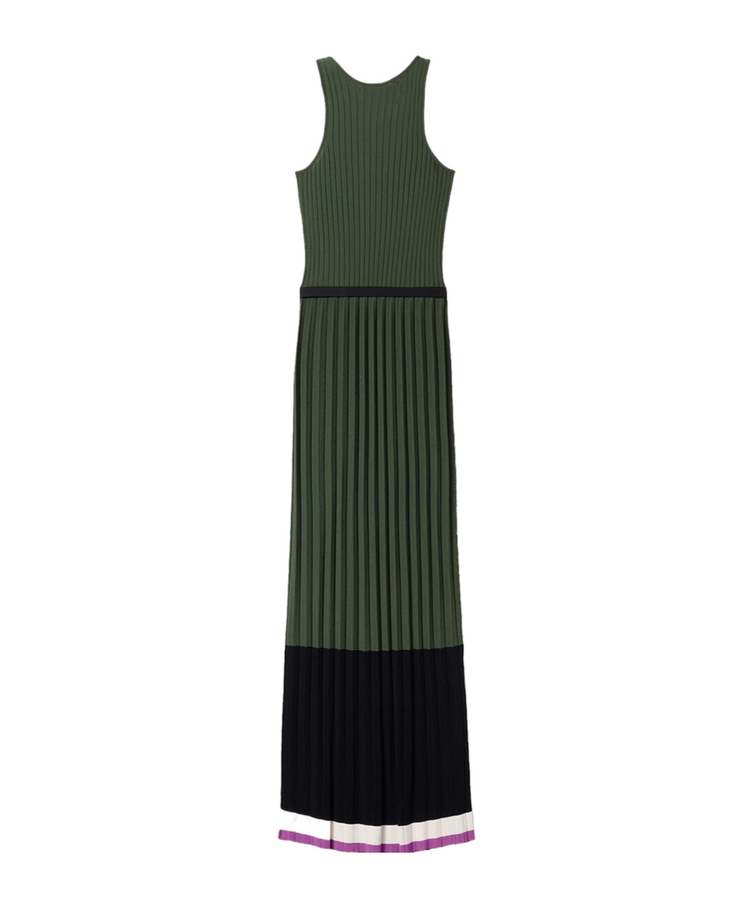 La Doublej Ribbed Pleated Maxi Dress In Green