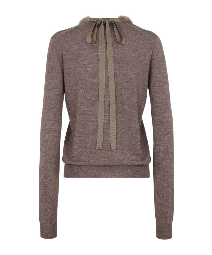 Fendi Wool And Silk V-neck Jumper Clothing In Gray