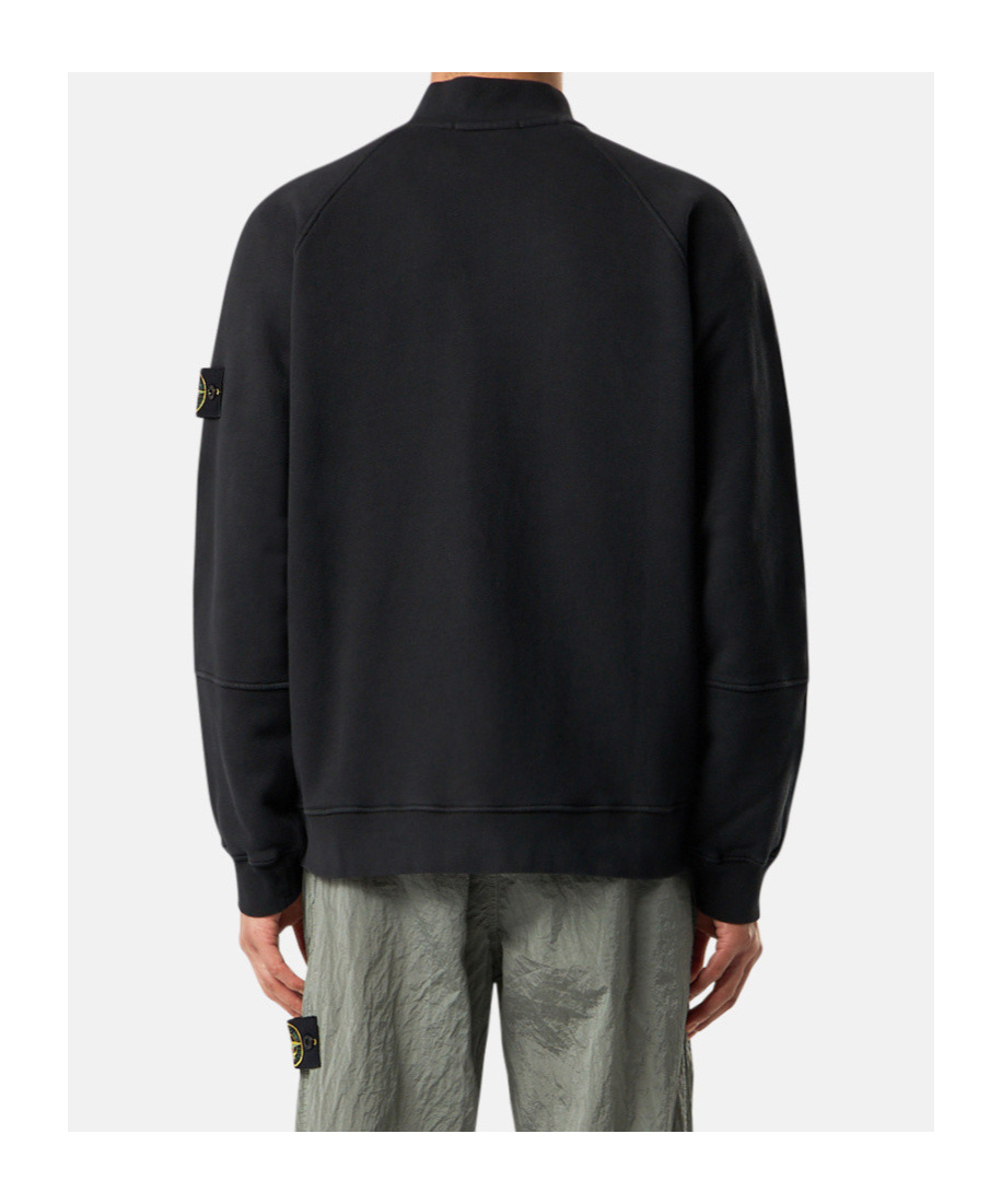 Stone Island 6100034 Organic Cotton Diagonal Fleece 'old' Effect In Black