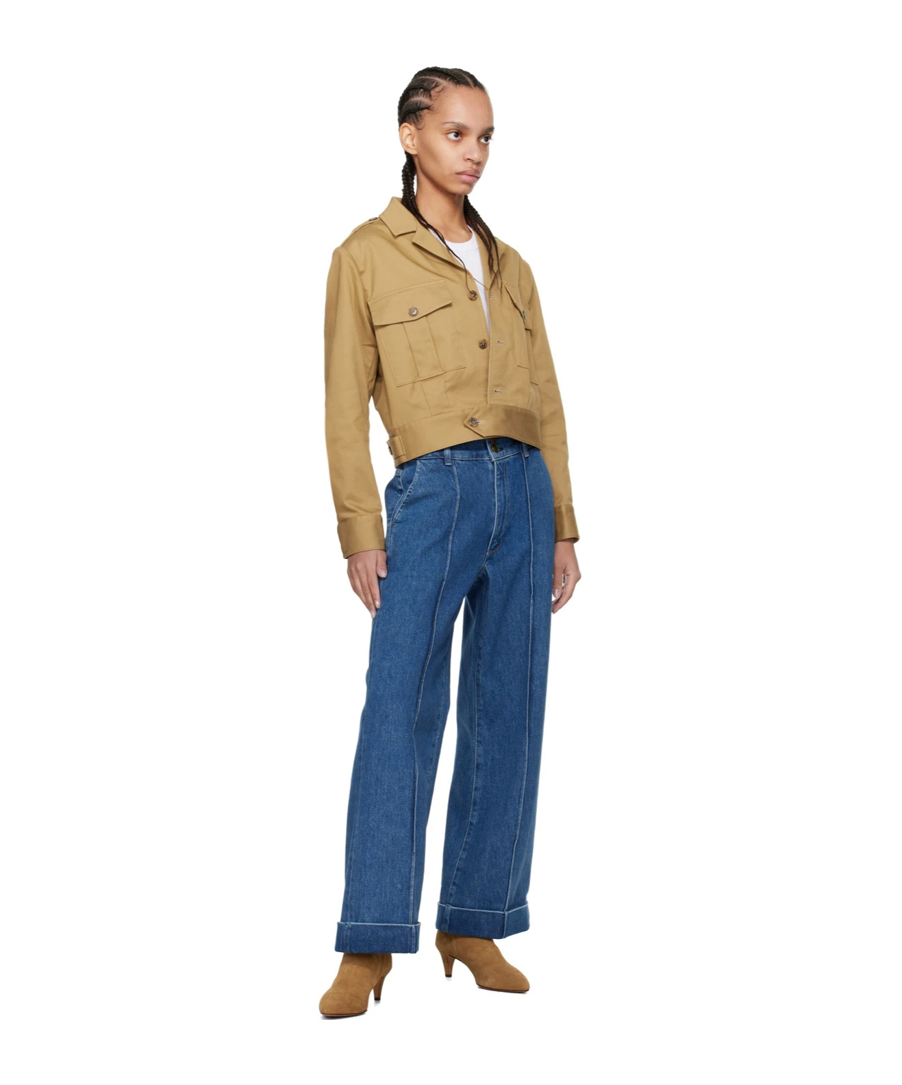 Frame Denim 70s Cuffed Lago Di Como Straight Jean In Blue