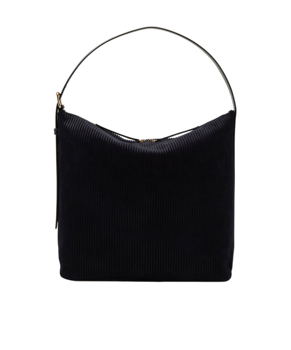 Apc Square Shoulder Bag In Dark Navy Blue Corduroy Suede And Smooth Leather.