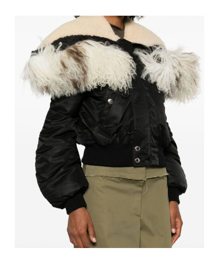 Alexander Mcqueen Shearling-collar Bomber Jacket In Black
