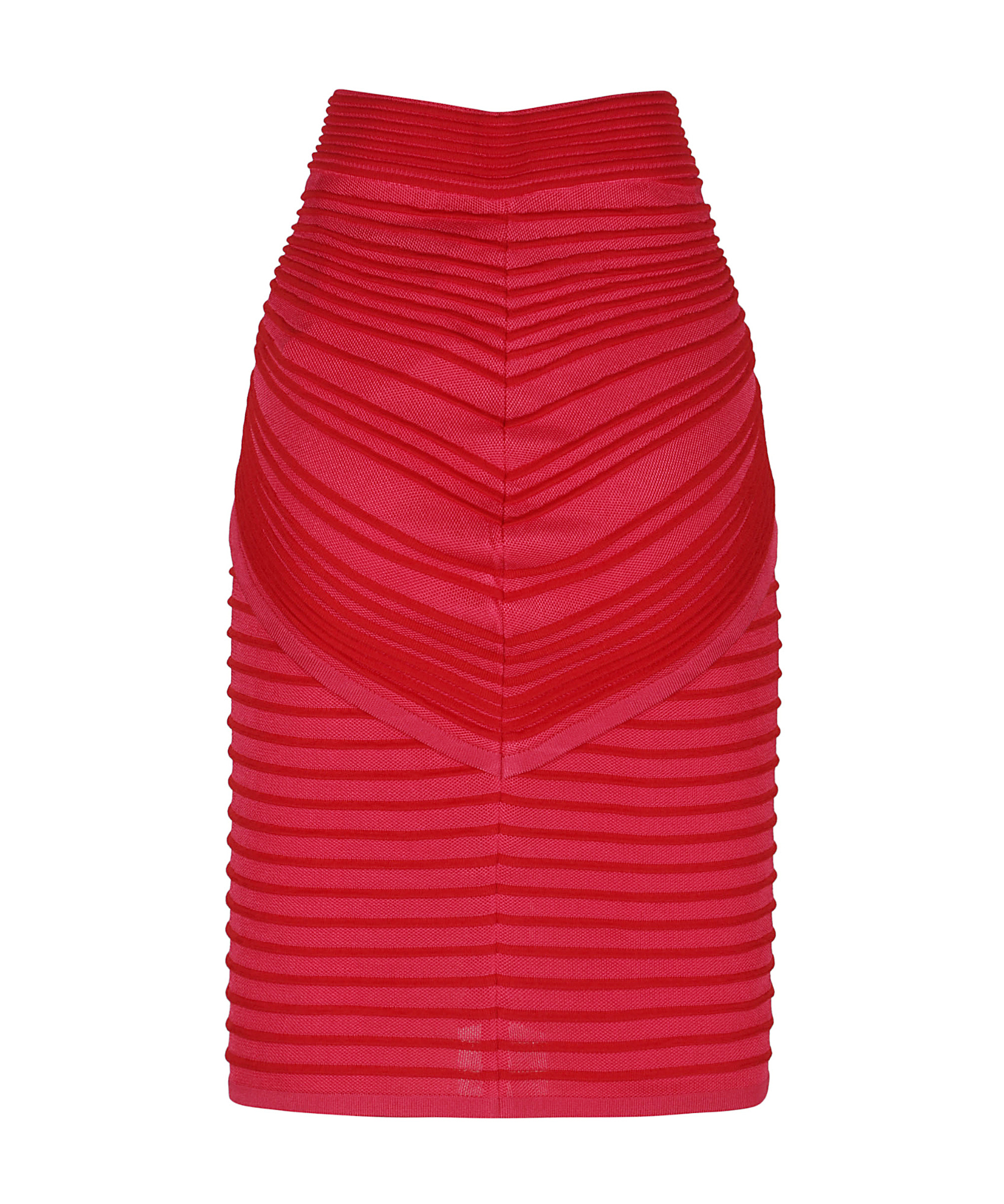 Balmain Flechage Knit Knee Lenght Skirt In Red