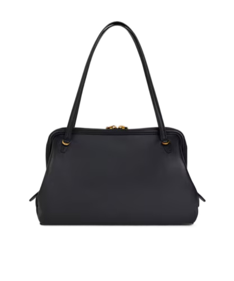 Etro Medium Leather Doc Shoulder Bag With Embroidery In Black