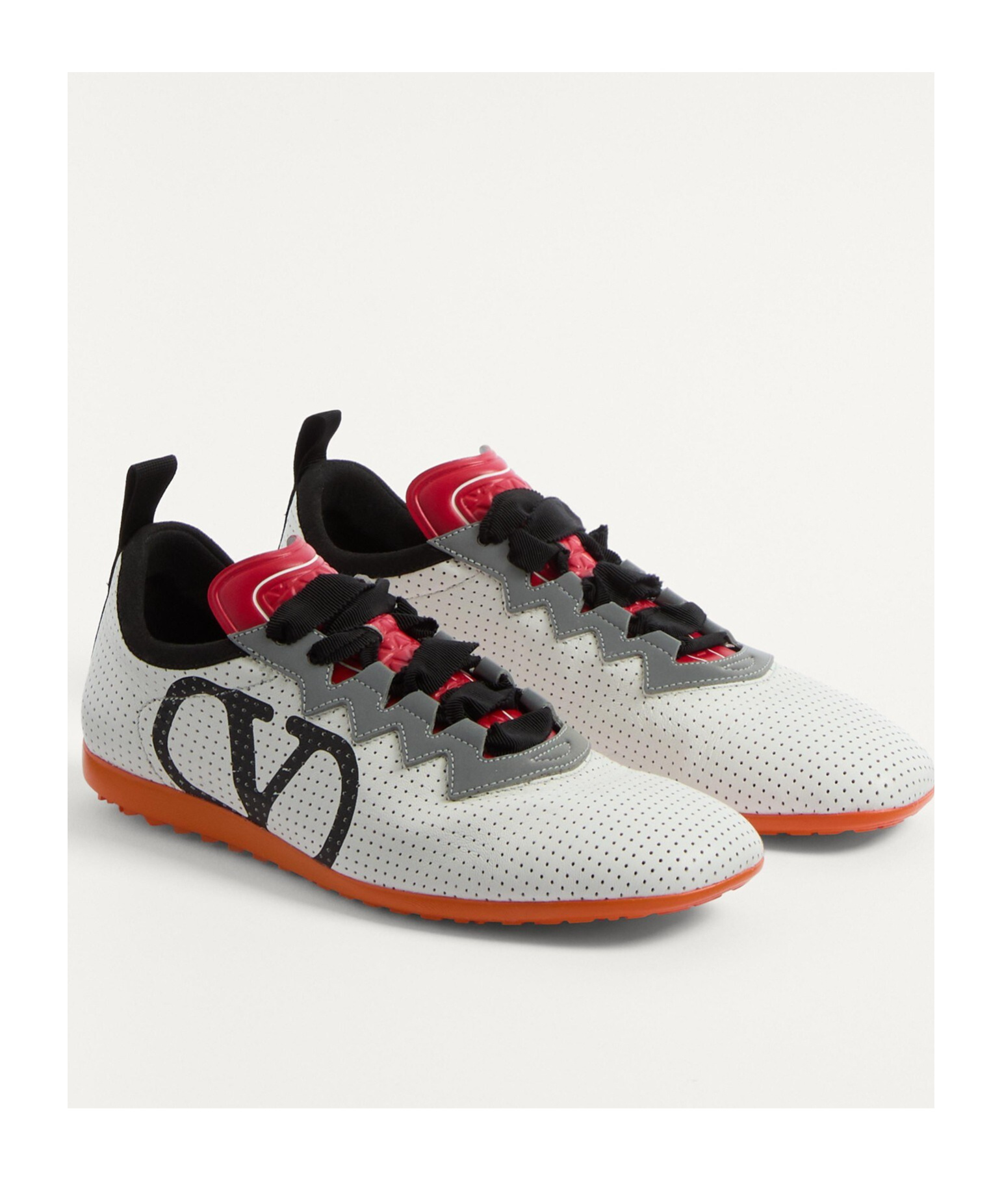 Valentino Chromathon Low-top Sneakers In Perforated Leather In White